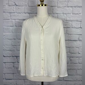 Osman White Crepe Cape Top Button Up size M